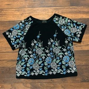 OLM Floral Black Crop Top For Women Size M